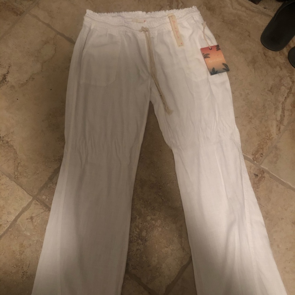 White linen pants